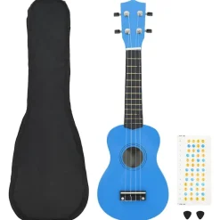 vidaXL Jeu de ukulélé soprano avec sac pour enfants azuré 21"