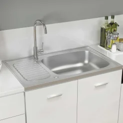 vidaXL Jeu d'évier de cuisine et égouttoir argenté 800x500x155 mm inox