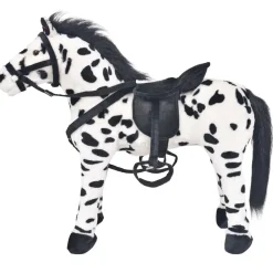 vidaXL Jouet en peluche Cheval Noir et blanc XXL