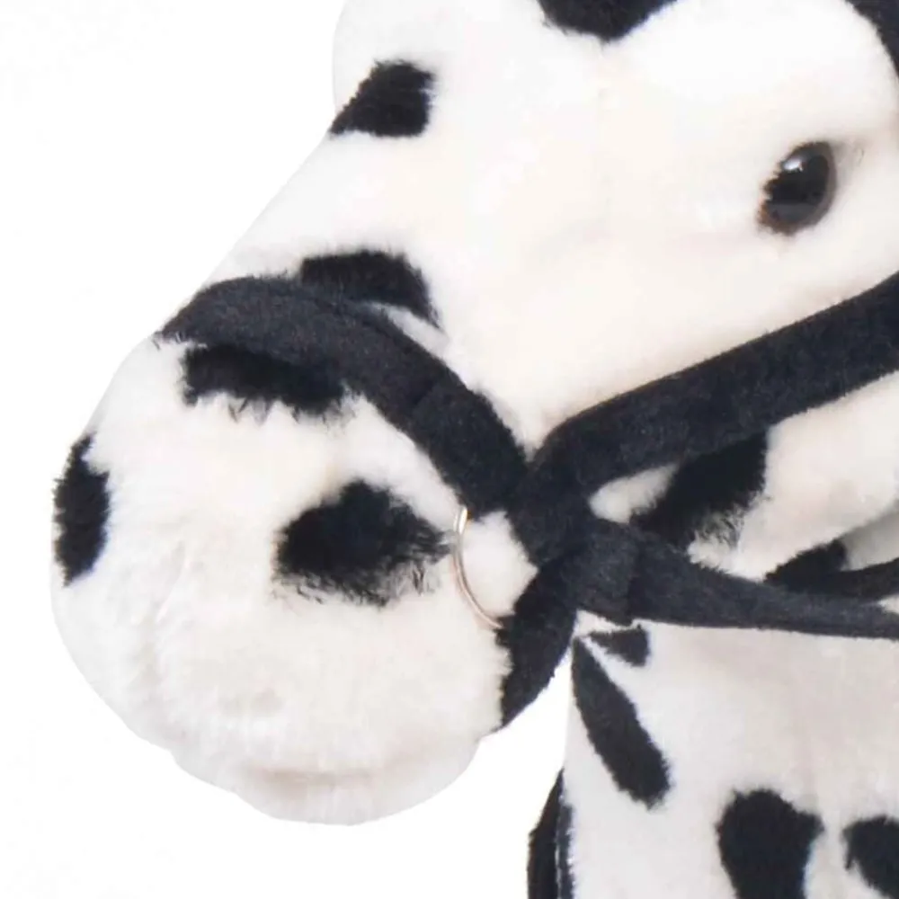 vidaXL Jouet en peluche Cheval Noir et blanc XXL