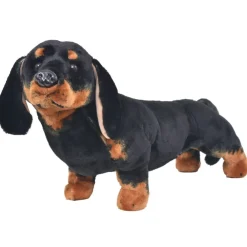vidaXL Jouet en peluche Chien de race Dachshund Noir XXL