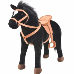 vidaXL Jouet en peluche Cheval Noir