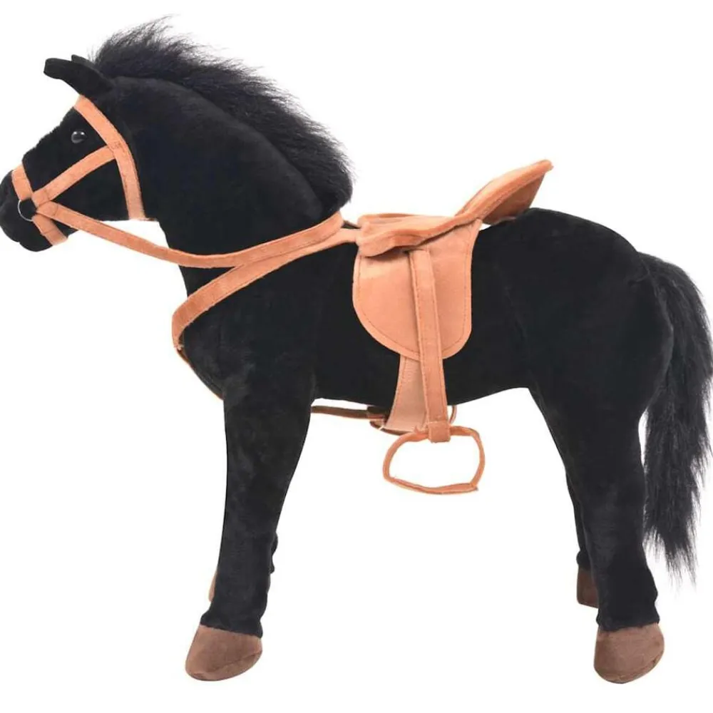 vidaXL Jouet en peluche Cheval Noir