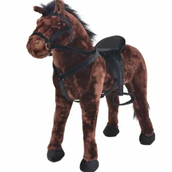 vidaXL Jouet en peluche Cheval Marron foncé XXL