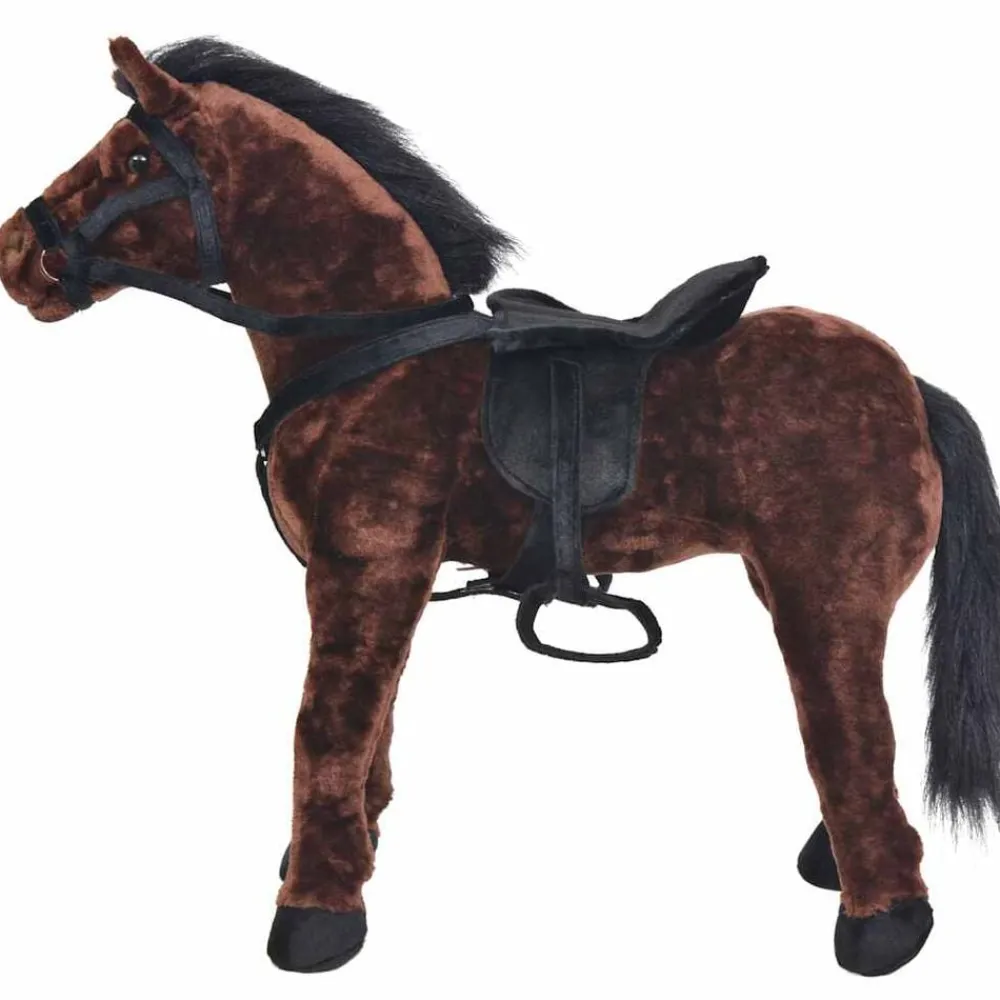 vidaXL Jouet en peluche Cheval Marron foncé XXL