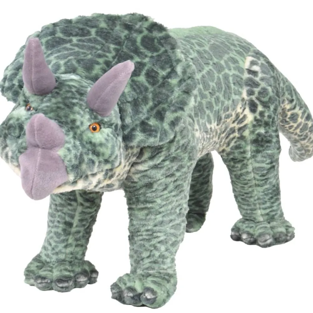 vidaXL Jouet en peluche Dinosaure Tricératops Vert XXL