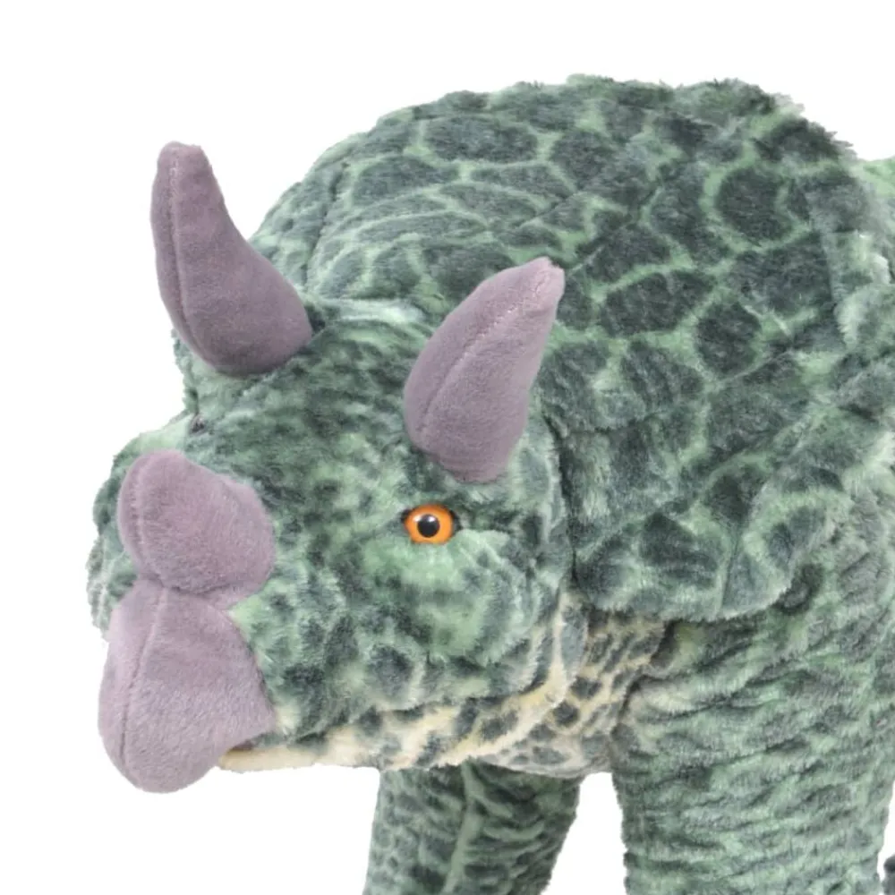vidaXL Jouet en peluche Dinosaure Tricératops Vert XXL