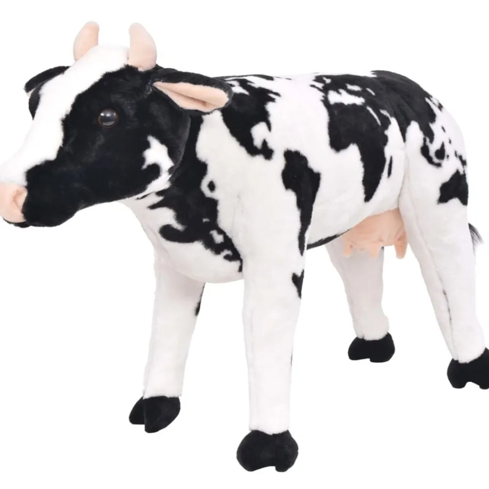 vidaXL Jouet en peluche Vache Noir et blanc XXL