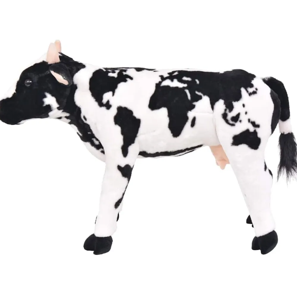 vidaXL Jouet en peluche Vache Noir et blanc XXL
