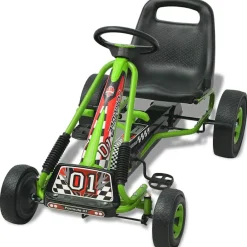 Jouets-vidaXL Kart à pédale avec siège ajustable Vert