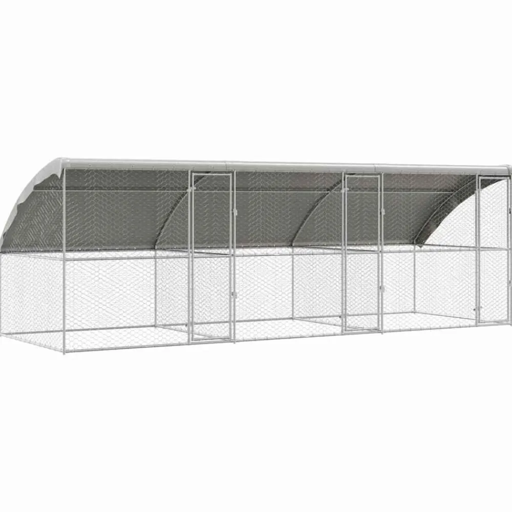 vidaXL Kennel pour Chiens 3 pcs Argenté 6 x 2 x 2 m Acier galvanisé