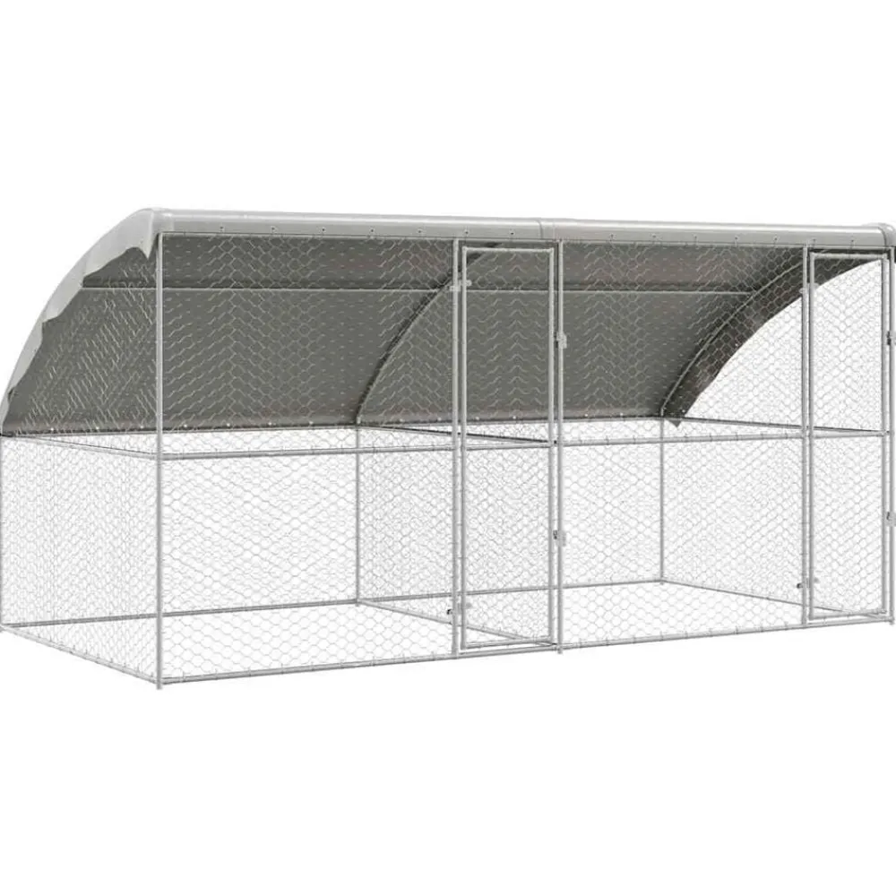 vidaXL Kennel pour Chiens 2 pcs Argenté 4 x 2 x 2 m Acier galvanisé
