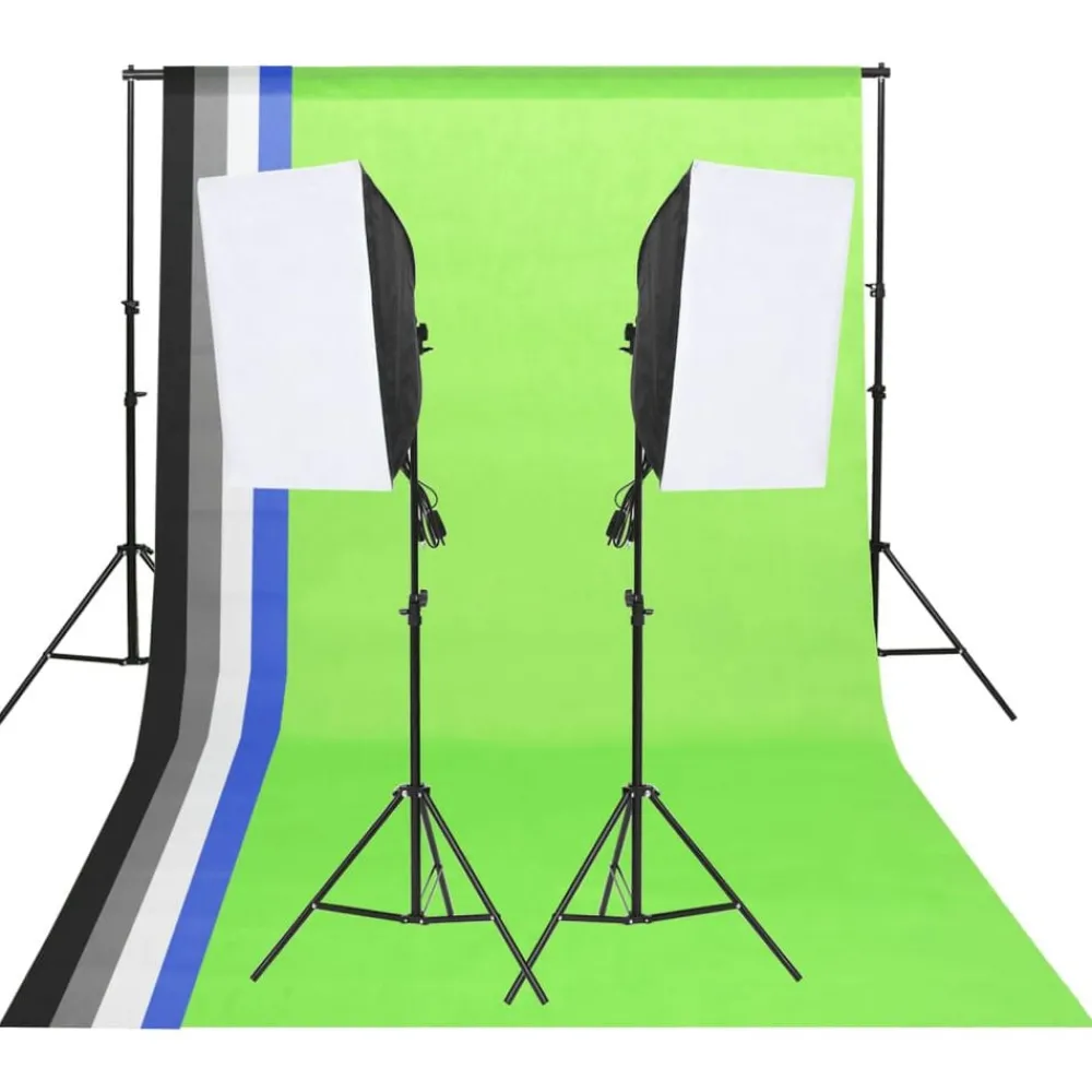 vidaXL Kit d'éclairage studio avec toiles de fond et boîtes à lumière