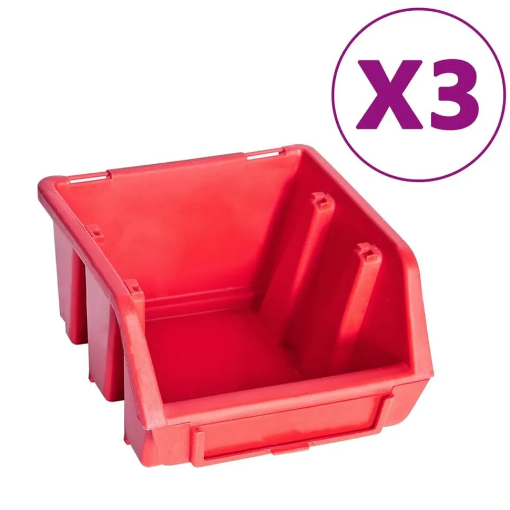 vidaXL Kit de bacs de stockage et panneaux muraux 34 pcs Rouge et noir