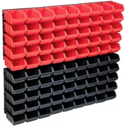 Accessoires De Quincaillerie-vidaXL Kit de bacs de stockage et panneaux muraux 96 pcs Rouge et noir