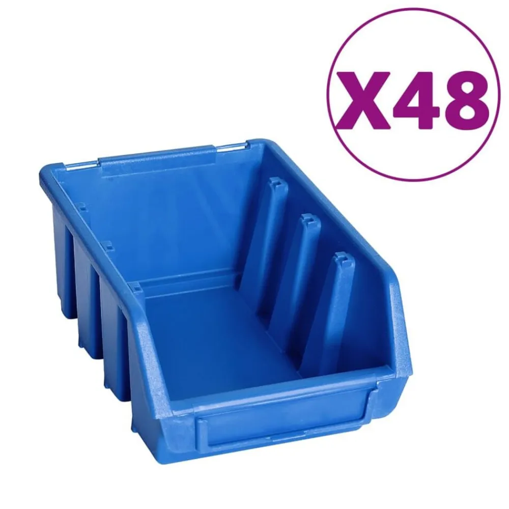 vidaXL Kit de bacs de stockage et panneaux muraux 128 pcs Bleu et noir