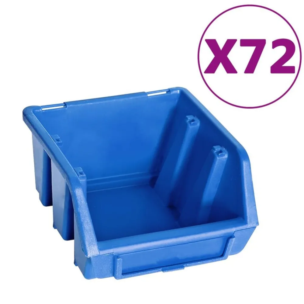 vidaXL Kit de bacs de stockage et panneaux muraux 128 pcs Bleu et noir