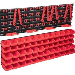 Accessoires De Quincaillerie-vidaXL Kit de bacs de stockage et panneaux muraux 136pcs rouge et noir
