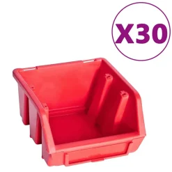Accessoires De Quincaillerie-vidaXL Kit de bacs de stockage et panneaux muraux 136pcs rouge et noir