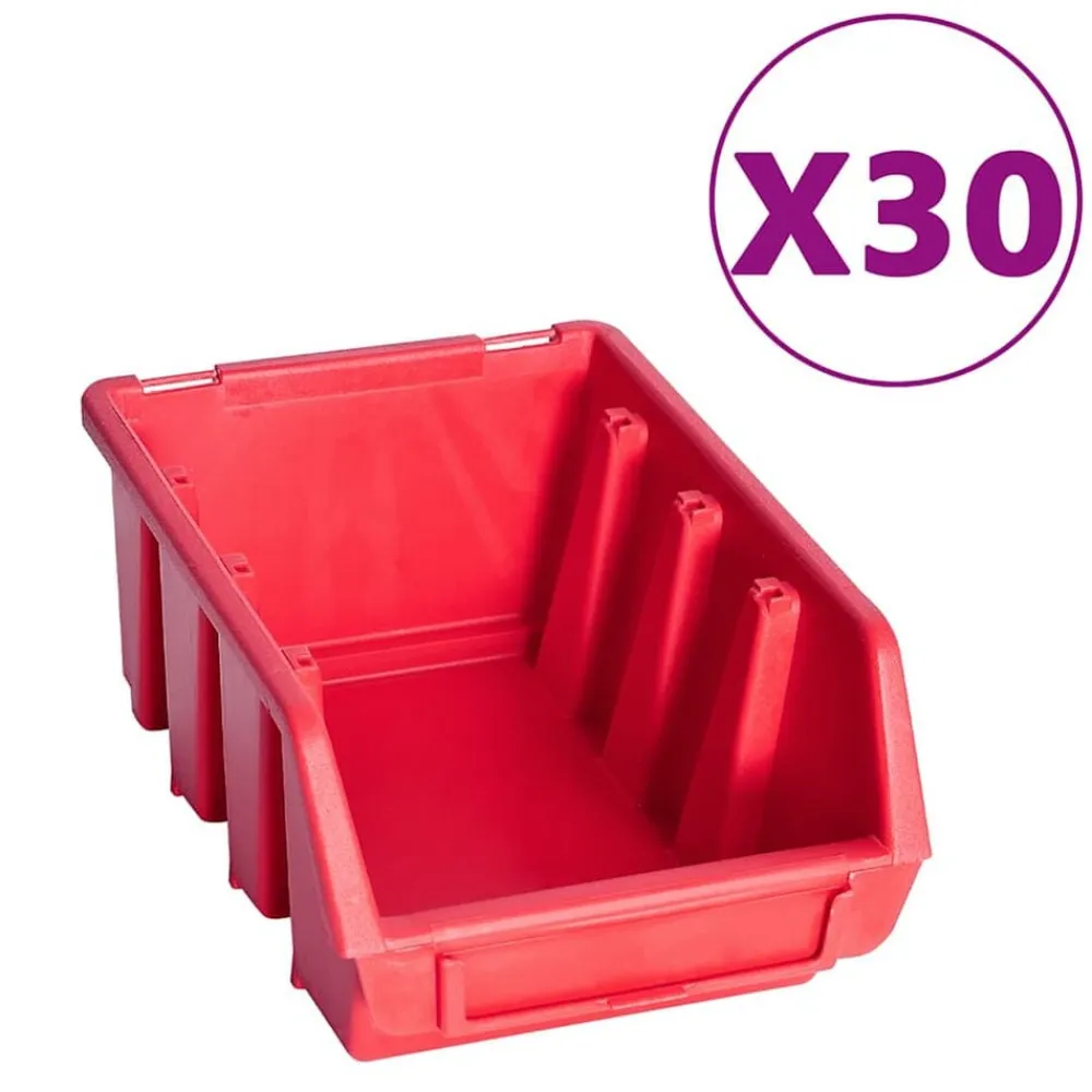 Accessoires De Quincaillerie-vidaXL Kit de bacs de stockage et panneaux muraux 136pcs rouge et noir