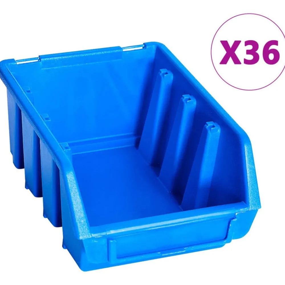 Accessoires De Quincaillerie-vidaXL Kit de bacs de stockage avec panneaux muraux 96 pcs Bleu