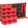 vidaXL Kit de bacs de stockage et panneaux muraux 39 pcs Rouge et noir