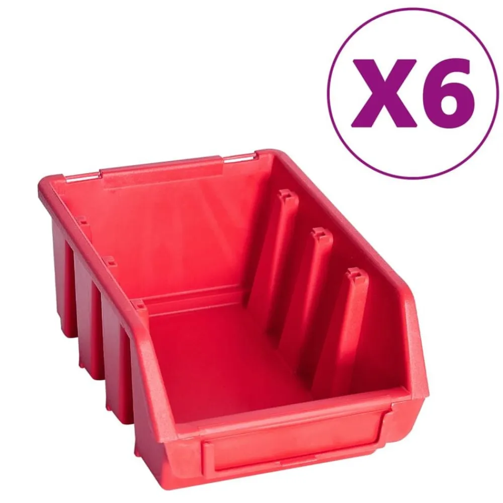 vidaXL Kit de bacs de stockage et panneaux muraux 39 pcs Rouge et noir