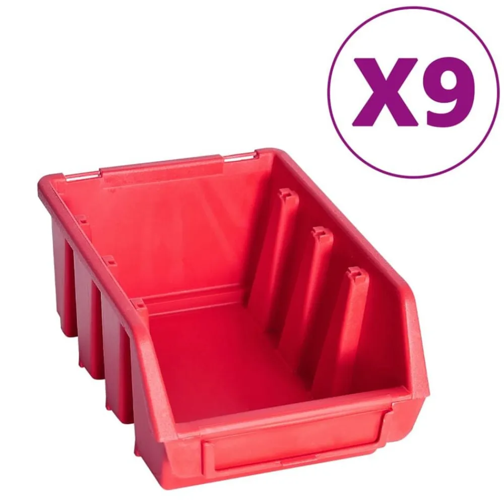 Accessoires De Quincaillerie-vidaXL Kit de bacs de stockage et panneaux muraux 103pcs rouge et noir
