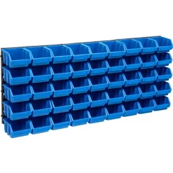 Accessoires De Quincaillerie-vidaXL Kit de bacs de stockage et panneaux muraux 48 pcs Bleu et noir