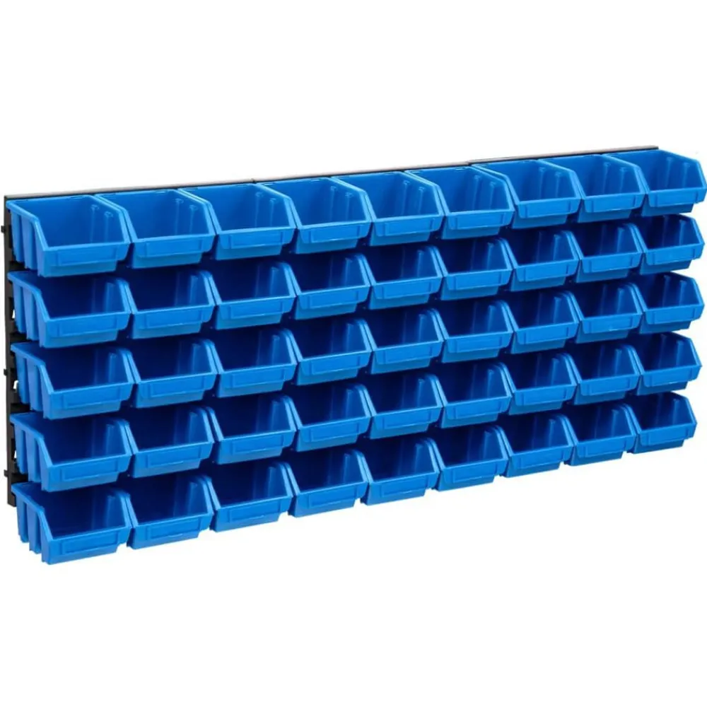 Accessoires De Quincaillerie-vidaXL Kit de bacs de stockage et panneaux muraux 48 pcs Bleu et noir