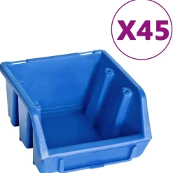 Accessoires De Quincaillerie-vidaXL Kit de bacs de stockage et panneaux muraux 48 pcs Bleu et noir