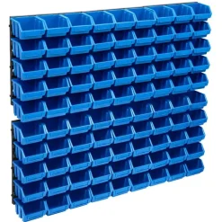 vidaXL Kit de bacs de stockage et panneaux muraux 96 pcs et noir