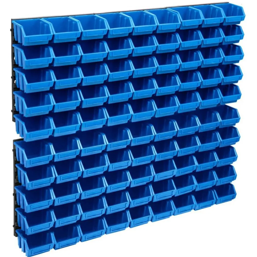 vidaXL Kit de bacs de stockage et panneaux muraux 96 pcs et noir