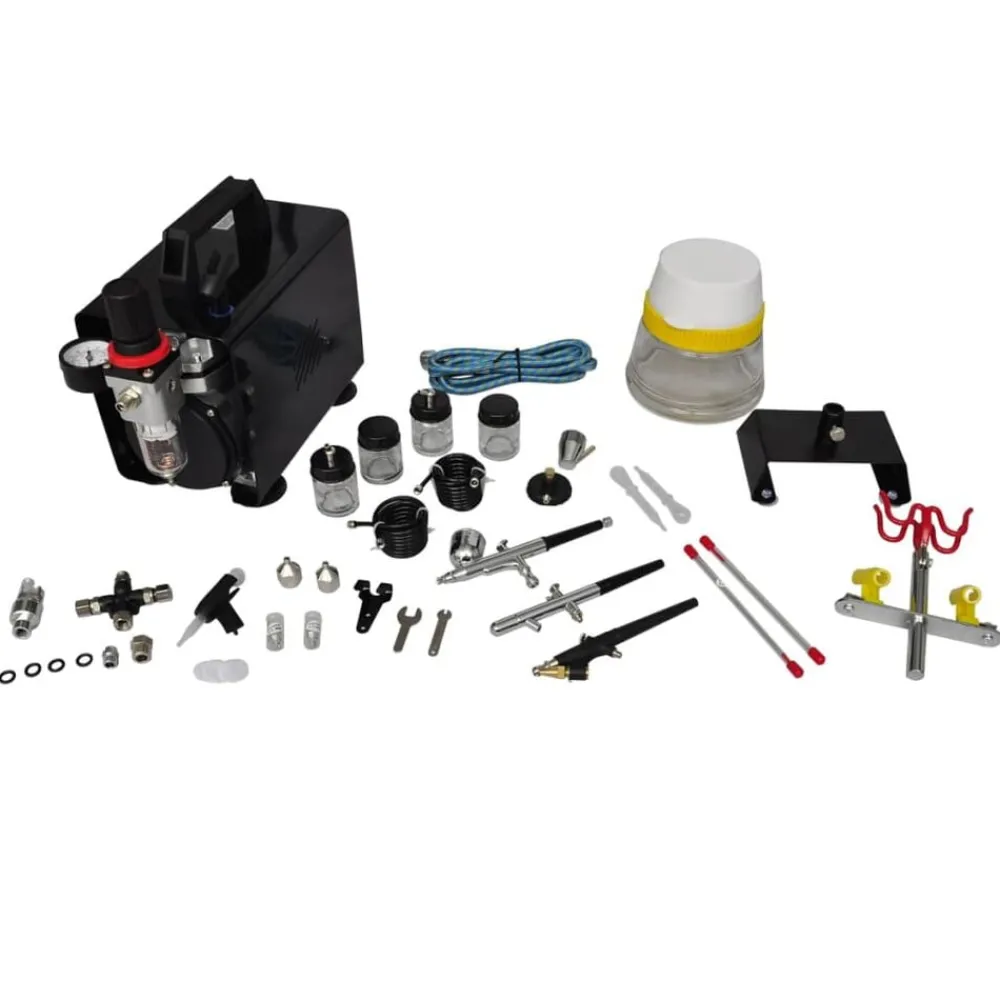 vidaXL Kit de compresseur d'aérographe avec 3 pistolets