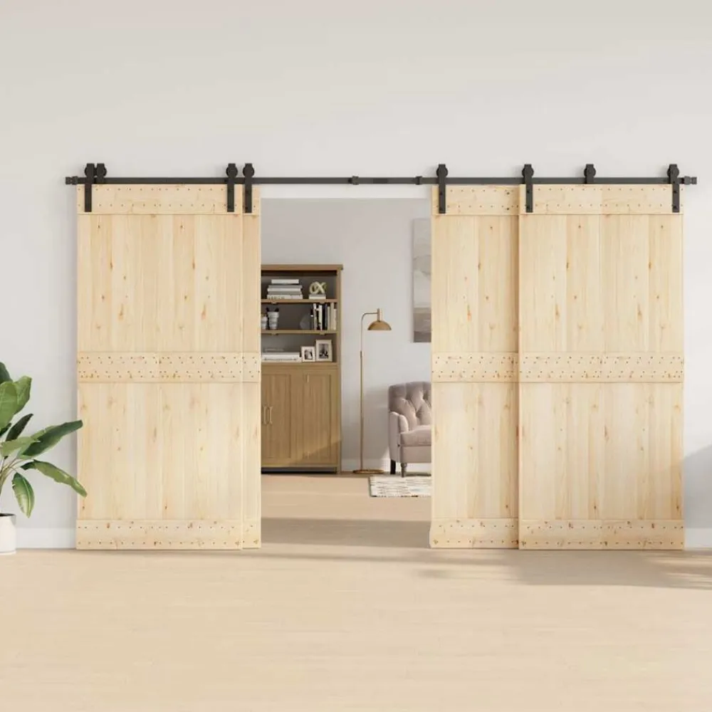 Matériaux De Construction-vidaXL Kit de quincaillerie de porte coulissante 366 cm acier noir
