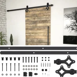Matériaux De Construction-vidaXL Kit de quincaillerie de porte coulissante SKIEN 183 cm Noir