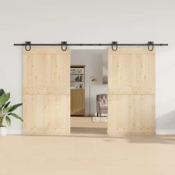 Matériaux De Construction-vidaXL Kit de quincaillerie de porte coulissante 366 cm acier noir
