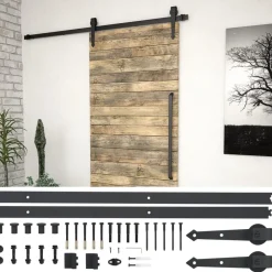 Matériaux De Construction-vidaXL Kit de quincaillerie de porte coulissante 183 cm Acier Noir