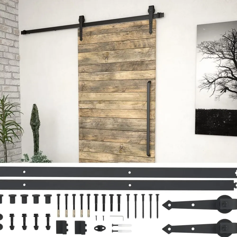 Matériaux De Construction-vidaXL Kit de quincaillerie de porte coulissante 183 cm Acier Noir