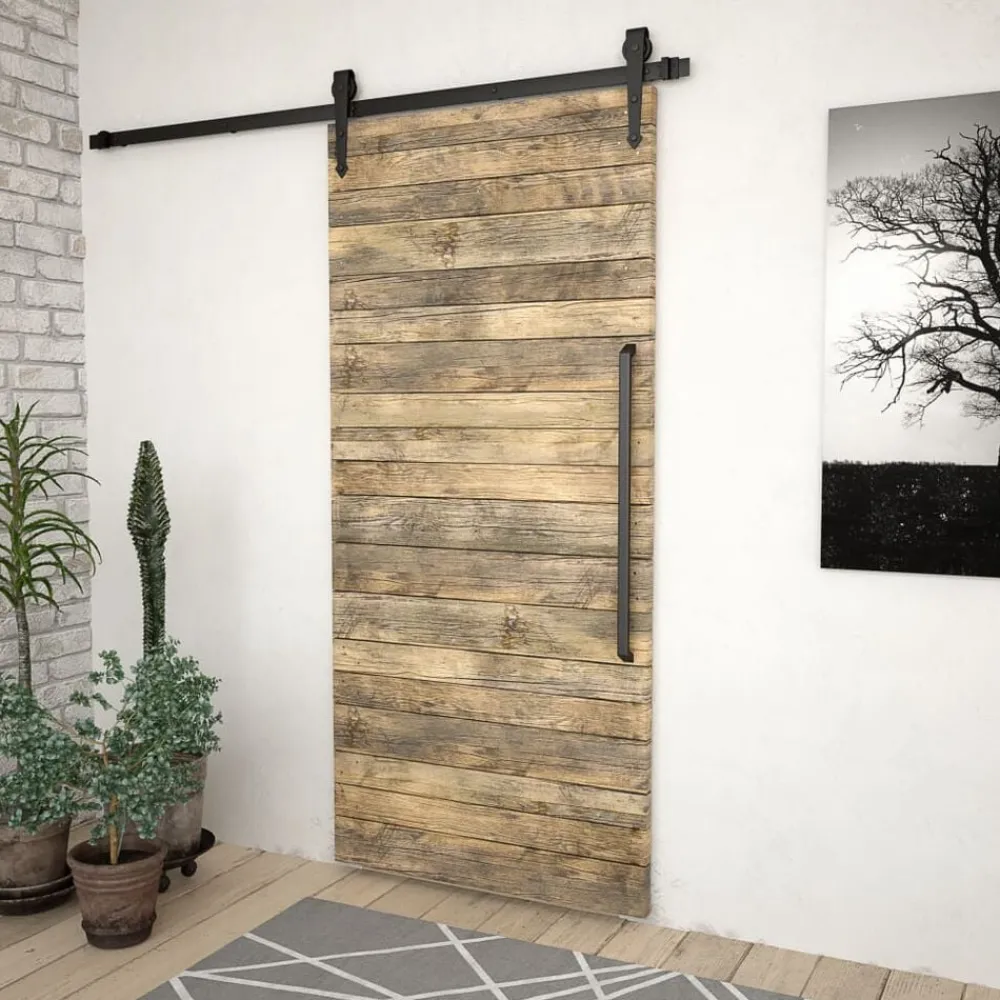 Matériaux De Construction-vidaXL Kit de quincaillerie de porte coulissante 183 cm Acier Noir