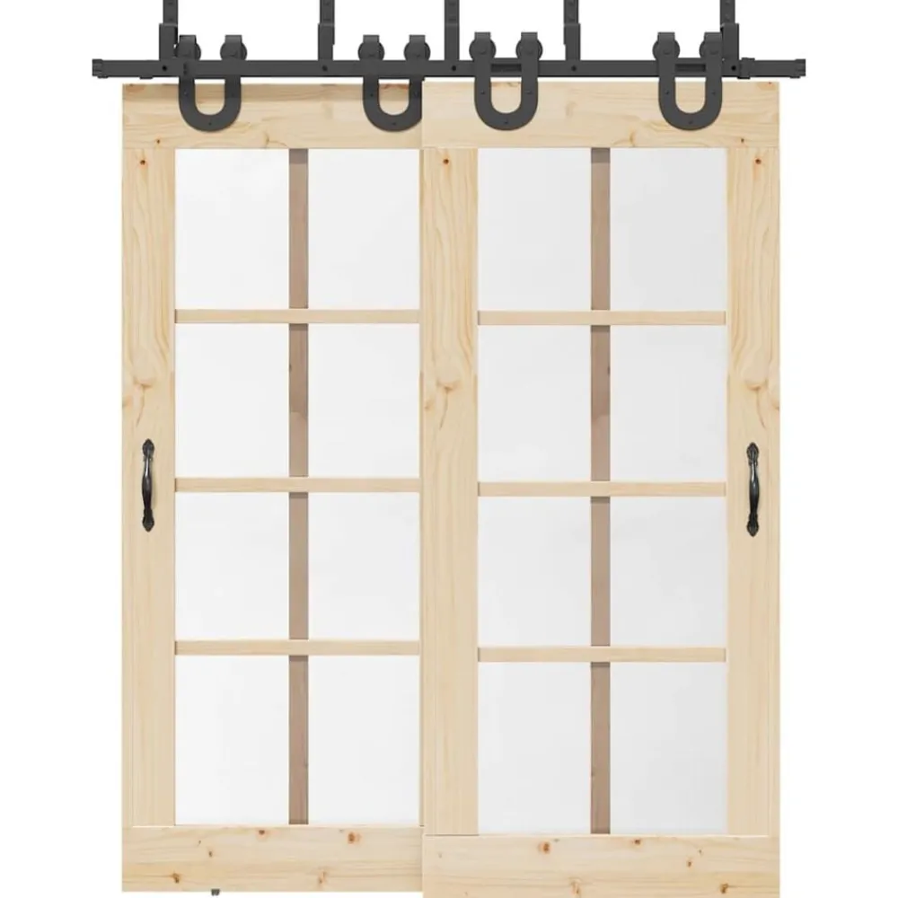 vidaXL Kit de quincaillerie de porte coulissante 183 cm Acier Noir