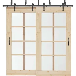 Matériaux De Construction-vidaXL Kit de quincaillerie de porte coulissante 213,5 cm acier noir