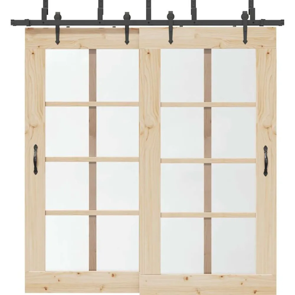 Matériaux De Construction-vidaXL Kit de quincaillerie de porte coulissante 213,5 cm acier noir