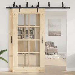 Matériaux De Construction-vidaXL Kit de quincaillerie de porte coulissante 213,5 cm acier noir
