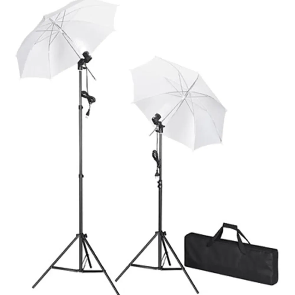 Appareils Photo-vidaXL Kit de studio avec toile de fond he 600x300 cm et lumières Blanc