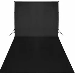 Appareils Photo-vidaXL Kit de studio et toile de fond e 600 x 300 cm et lumières Noir