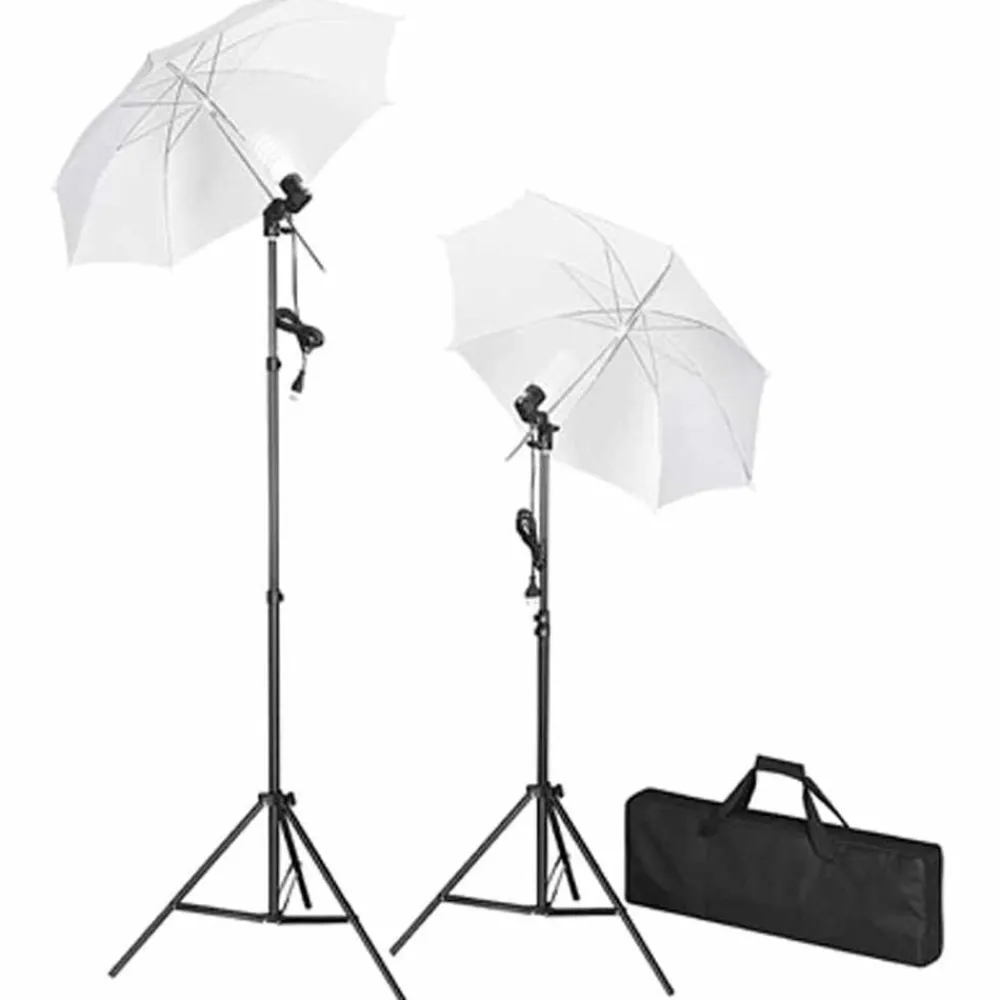 Appareils Photo-vidaXL Kit de studio et toile de fond e 600 x 300 cm et lumières Noir