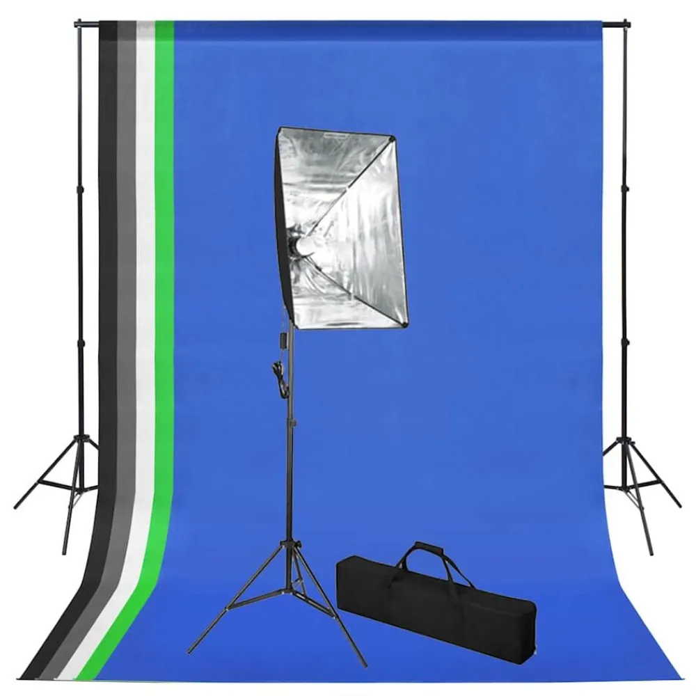 Appareils Photo-vidaXL Kit de studio photo avec toile de fond et boîte à lumière