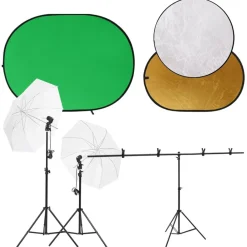 vidaXL Kit de studio photo avec éclairage écran de fond et réflecteur