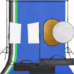 Appareils Photo-vidaXL Kit de studio photo avec éclairage toile de fond et réflecteur
